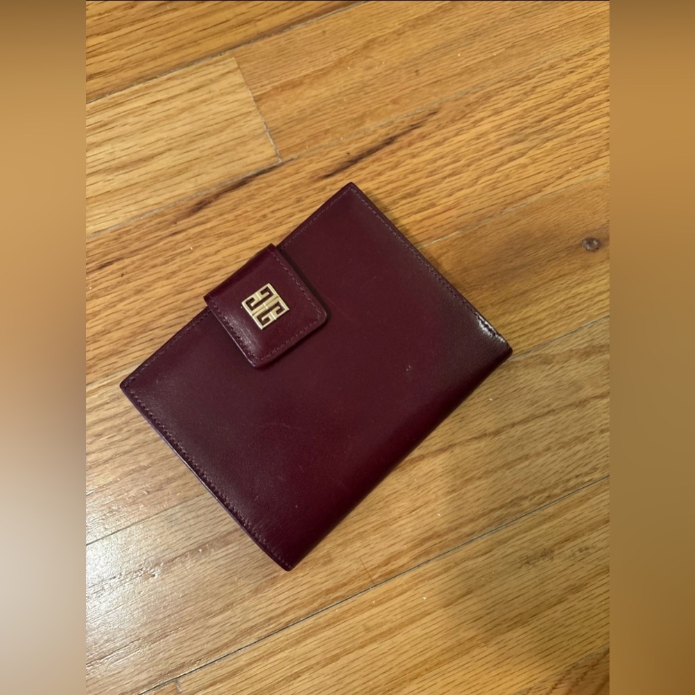 Burgundy Leather Wallet with Gold Accent